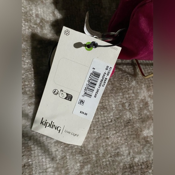 Kipling NWT Barto Rasberry Dream w/TESS Bag Charm - Picture 10 of 11